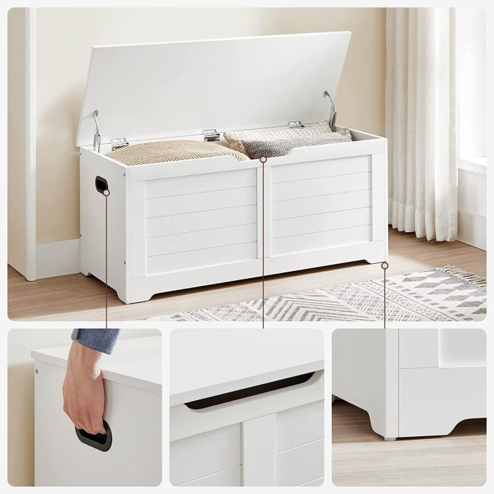 VASAGLE Banca cu spatiu de depozitare, pentru hol sau dormitor, din MDF, 40x100x46cm, alb [10]