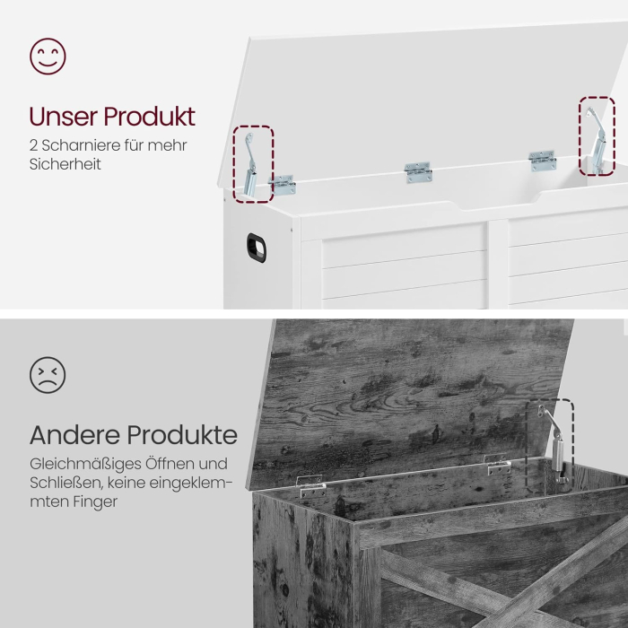 VASAGLE Banca cu spatiu de depozitare, pentru hol sau dormitor, din MDF, 40x100x46cm, alb [5]