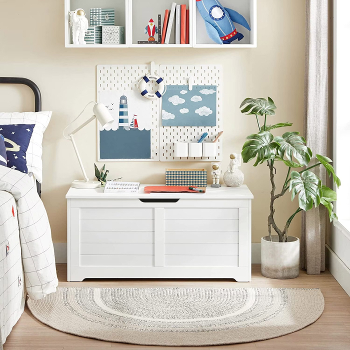 VASAGLE Banca cu spatiu de depozitare, pentru hol sau dormitor, din MDF, 40x100x46cm, alb [9]