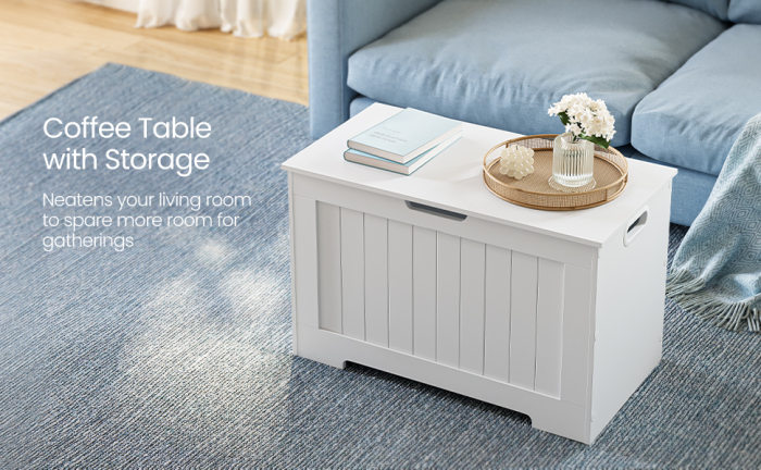 VASAGLE Banca cu spatiu depozitare, pentru hol sau dormitor, din PAL, 76x40x48cm, alb [11]