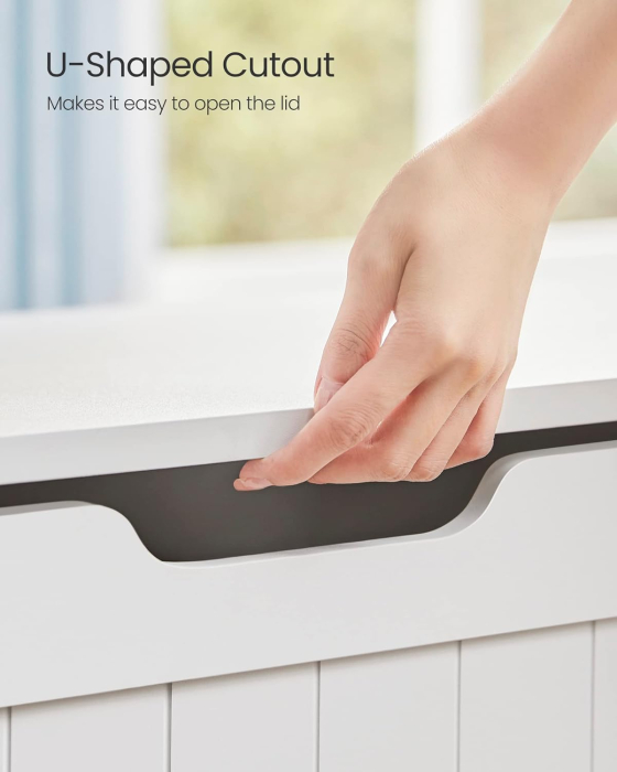 VASAGLE Banca cu spatiu depozitare, pentru hol sau dormitor, din PAL, 76x40x48cm, alb [8]