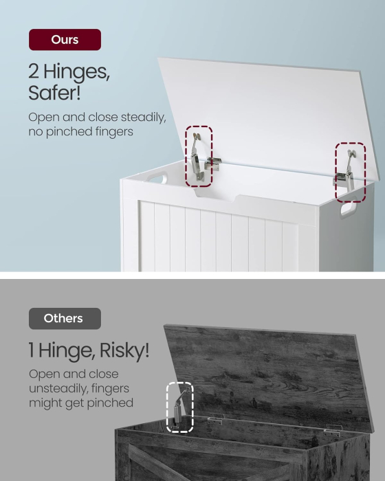 VASAGLE Banca cu spatiu depozitare, pentru hol sau dormitor, din PAL, 76x40x48cm, alb [6]