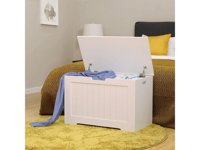 VASAGLE Banca cu spatiu depozitare, pentru hol sau dormitor, din PAL, 76x40x48cm, alb [12]