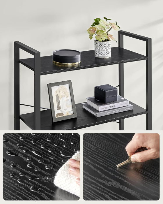 VASAGLE Biblioteca 6 rafturi, cadru metalic si polite PAL, stil industrial, 80x30x186 cm, negru [3]