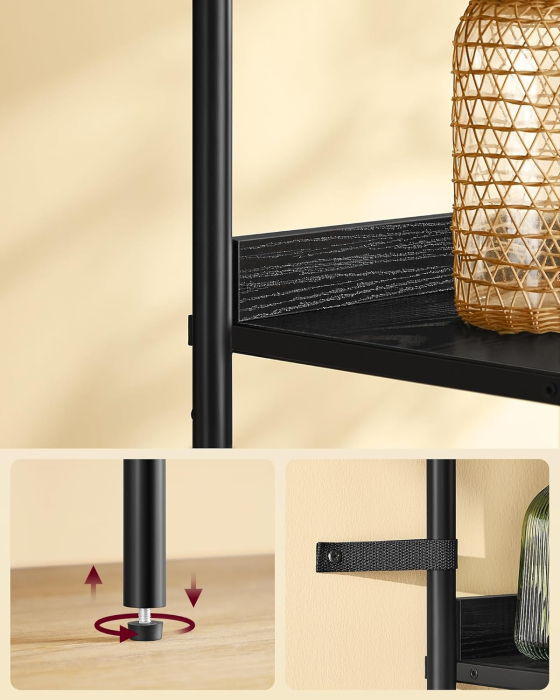 VASAGLE Biblioteca cu 6 etaje, cadru metalic, usa cu efect ratan Boho, 30x40x175 cm, negru [8]