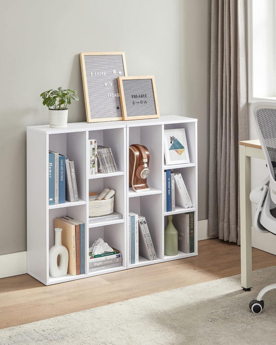 VASAGLE Biblioteca, raft cu 5 unitati de depozitare, pentru living, din lemn, 50x24x80cm, alb [4]