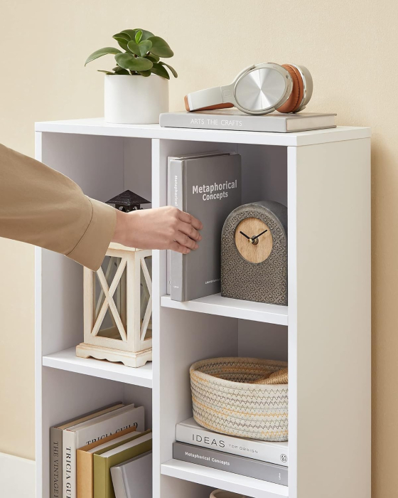 VASAGLE Biblioteca, raft cu 5 unitati de depozitare, pentru living, din lemn, 50x24x80cm, alb [7]