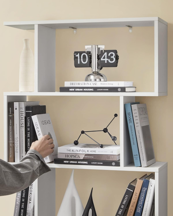 VASAGLE Biblioteca, raft cu 6 unitati de depozitare, pentru living, din lemn, 24x190x70cm, alb [6]