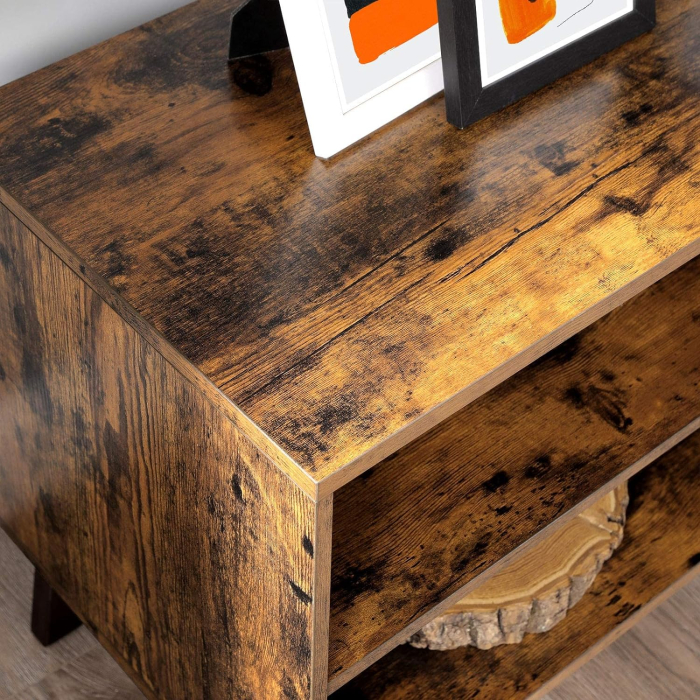 VASAGLE Comoda pentru TV, cu 2 usi si 2 rafturi deschise, 40x140x50cm, maro rustic [7]