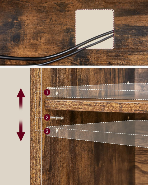 VASAGLE Comoda TV pentru televizoare pana la 65 inch, cadru metal, stil industrial, 147x40x50 cm, maro rustic [6]