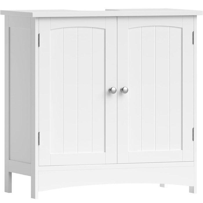VASAGLE Dulap baie baza lavoar, cu 2 usi, 2 rafturi, alb 60x60x30 cm, alb [1]