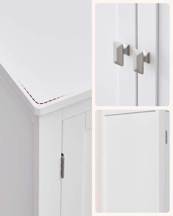 VASAGLE Dulap de baie, din MDF, cu 2 compartimente si 4 usi, rafturi reglabile, 30x60x110cm, alb [6]