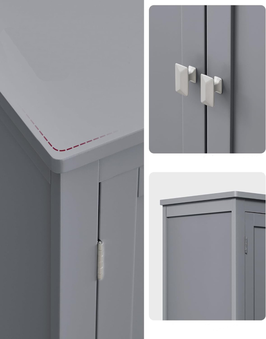 VASAGLE Dulap de baie, din MDF, cu 2 compartimente si 4 usi, rafturi reglabile, 30x60x110cm, gri [6]