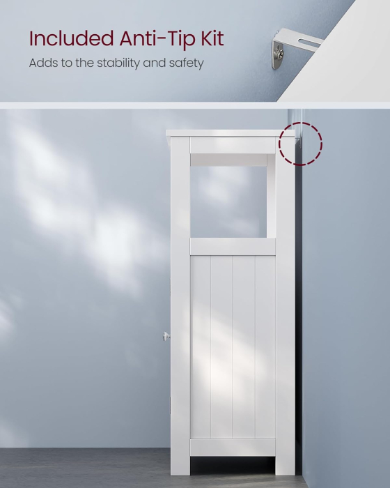 VASAGLE Dulap de depozitare de podea pentru baie, cu usi duble, 30x60x80cm, alb [8]