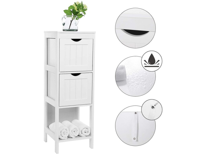 VASAGLE Dulap de podea pentru baie, multifunctional, 2 sertare, 30x30x89cm, alb [14]