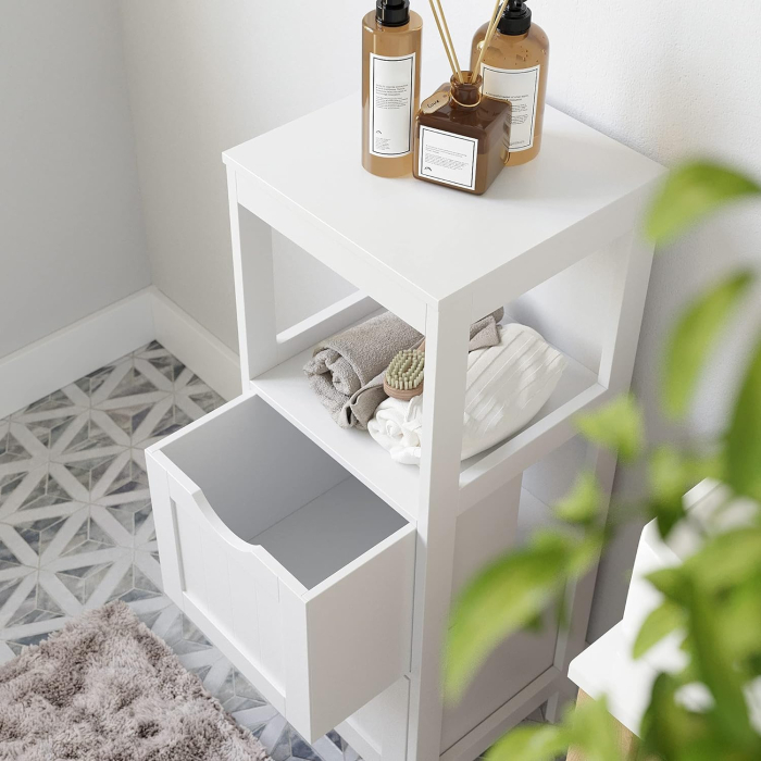 VASAGLE Dulap de podea pentru baie, multifunctional, 2 sertare, 30x30x89cm, alb [11]