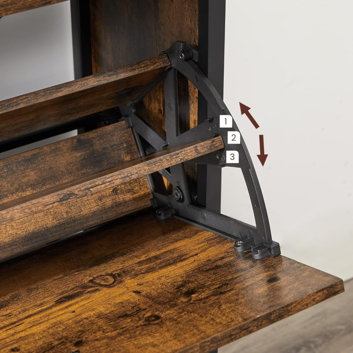 VASAGLE Dulap pantofi din MDF cu ​​4 usi basculante, pentru 12-20 perechi, 98x30x95cm, maro rustic si negru [7]