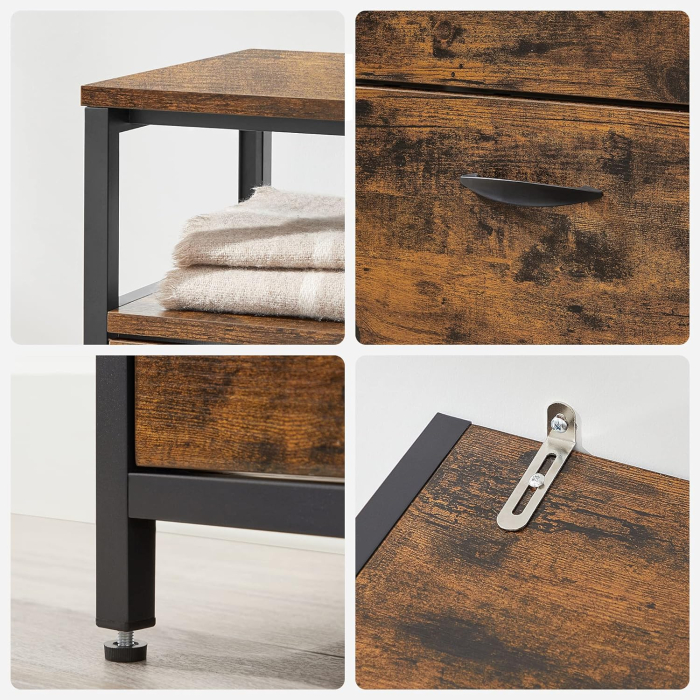 VASAGLE Dulap pantofi din MDF cu ​​4 usi basculante, pentru 12-20 perechi, 98x30x95cm, maro rustic si negru [9]