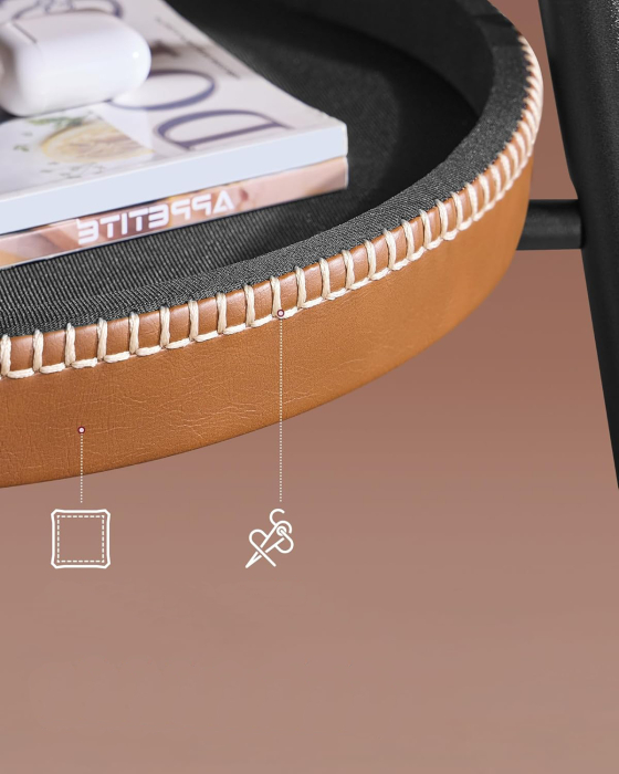 VASAGLE Masa de bar maro, 70x70x91 cm – design elegant cu piele artificiala, blat 60 cm, stabila si usor de asamblat [5]