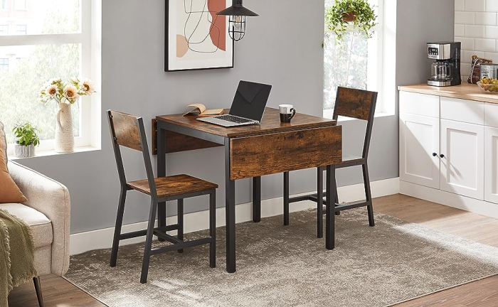 VASAGLE Masa de bucatarie sau living, extensibila, pentru spatii mici, stil industrial, 75x78x85/120cm, maro [6]