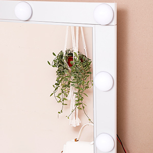 VASAGLE Masa de toaleta cu oglinda si becuri, cu 2 sertare si 3 compartimente deschise, 40x80x145cm, modern, alb [10]