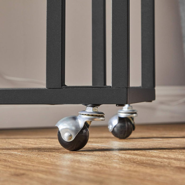 VASAGLE Masuta de cafea, cu cadru de otel si roti, 35x50x60cm, industrial, maro rustic si negru [7]