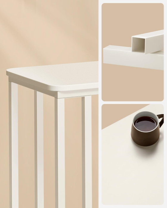 VASAGLE Masuta de cafea, cu cadru de otel si roti, stil industrial, 35x50x60 cm, crem [6]