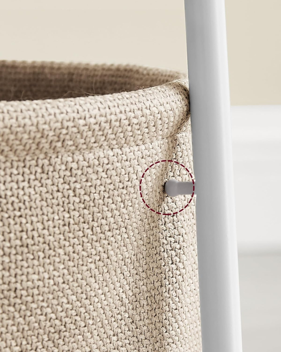 VASAGLE Masuta de cafea rotunda cu cos de stofa, stil modern, 45x50cm, alb cu bej [8]