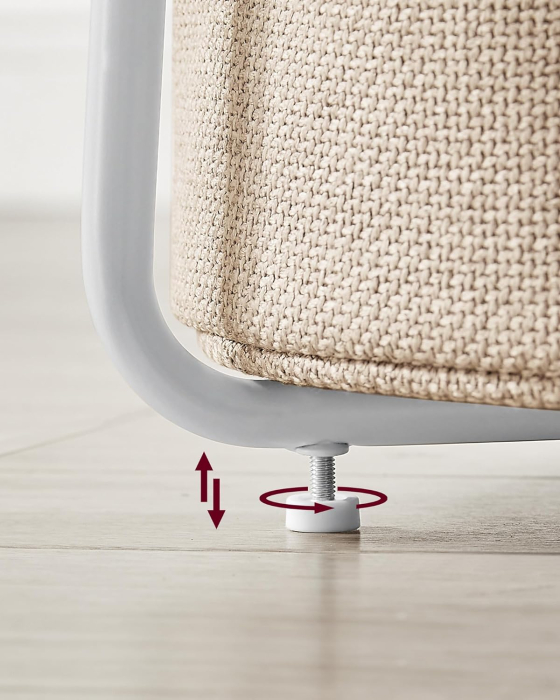 VASAGLE Masuta de cafea rotunda cu cos de stofa, stil modern, 45x50cm, alb cu bej [9]