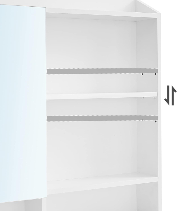 VASAGLE  Masuta de toaleta cu oglinda, rafturi reglabile si sertar pentru cosmetice, 70x40x136cm, alb [4]