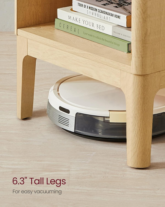 VASAGLE Noptiera 45x40x60 cm, cu sertar aspect ratan si raft, stil boho, PAL si MDF, natur [4]