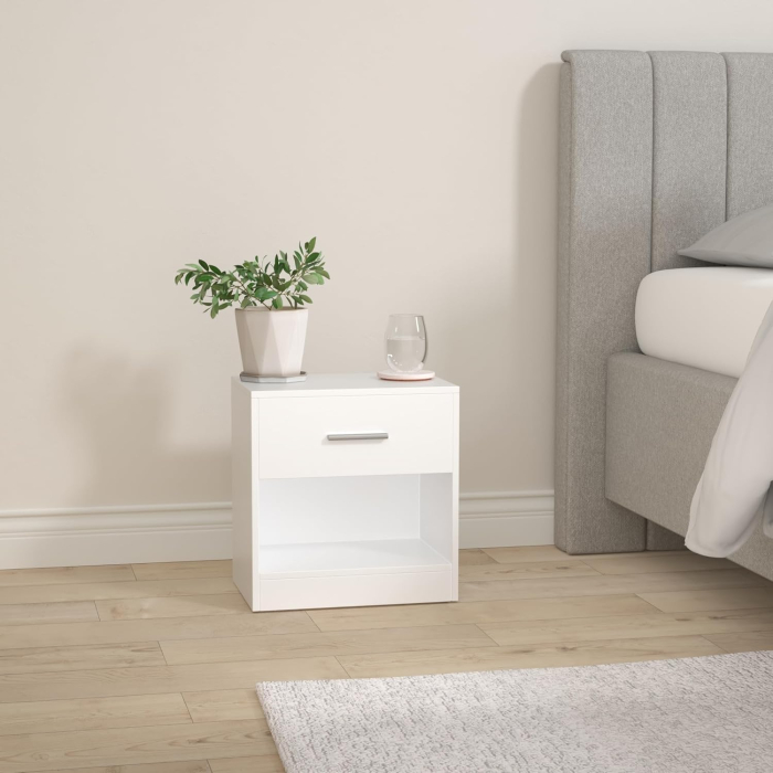 VASAGLE Noptiera cu sertar si compartiment deschis, 28x39x41 cm, alb [2]