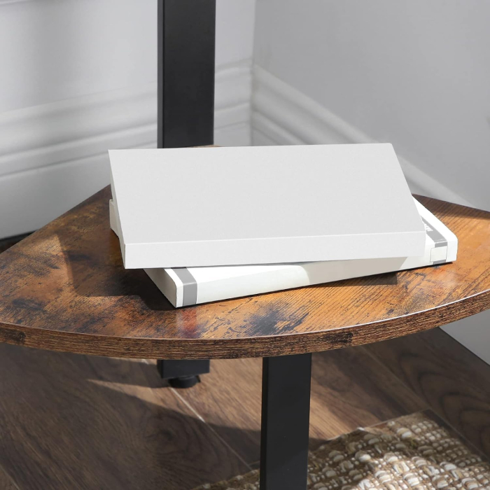 VASAGLE Raft de colt cu 5 etaje, tip biblioteca, cadru metal si polite lemn, 33x34x159cm, industrial, maro rustic si negru [8]