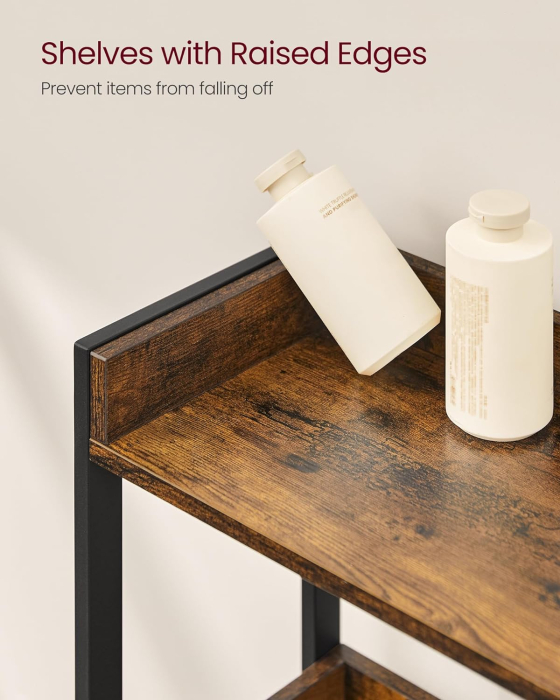 VASAGLE Raft de depozitare pentru baie, suprapunere peste masina spalat sau vas WC, 25x63x165 cm, maro [9]