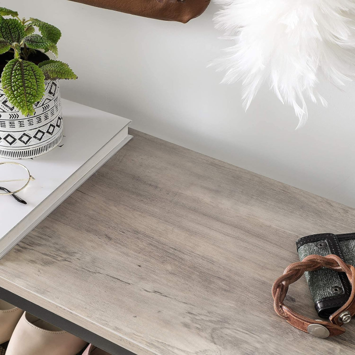 VASAGLE Raft de pantofi metalic, cu 4 nivele plus polita superioara, stil industrial, 100x30x93cm, gri si negru [8]