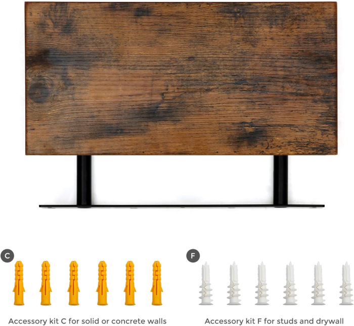 VASAGLE Raft de perete suspendat plutitor, MDF, sistem montare inclus, 80x20x4cm, vintage maro [5]