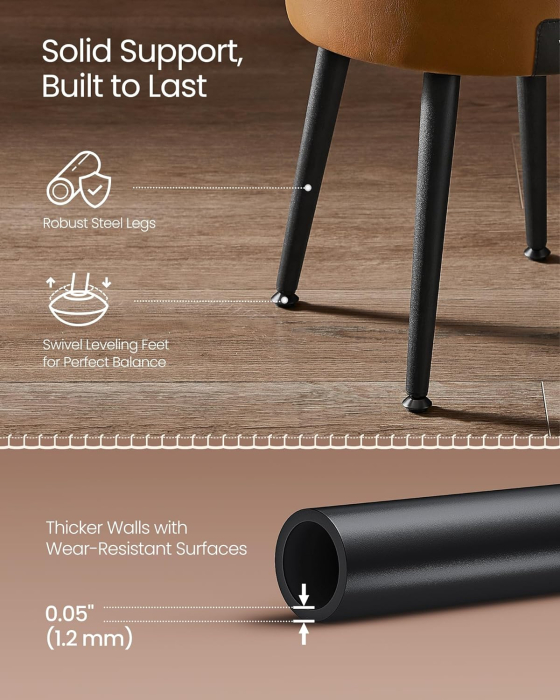 VASAGLE Taburet cu spatiu de depozitare, tapitat PU, cu 2 fete, diametru 32 cm, maro [5]