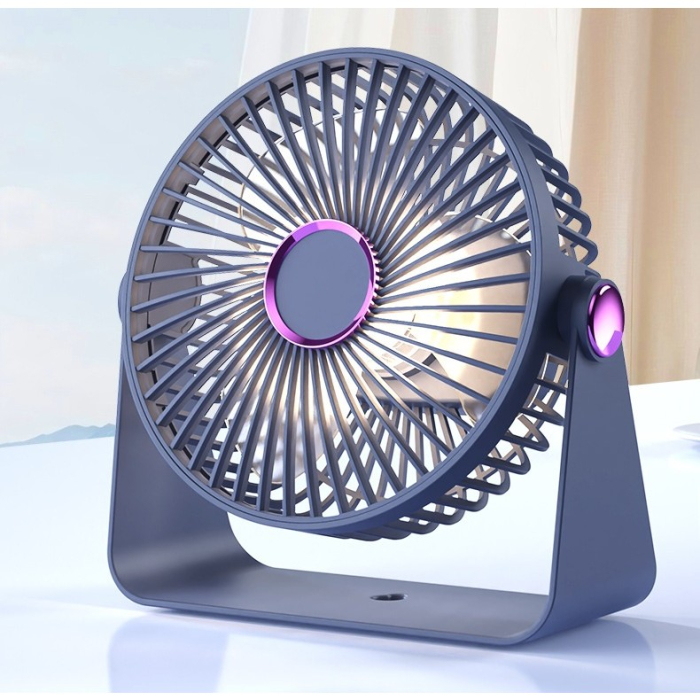 Ventilator 2in1, , de Masa/de Perete, Incarcare USB, 3.7 V, 4.5 W, 1200 mAh, 17.5 x 17 x 7.6 cm, Albastru Fumuriu [4]