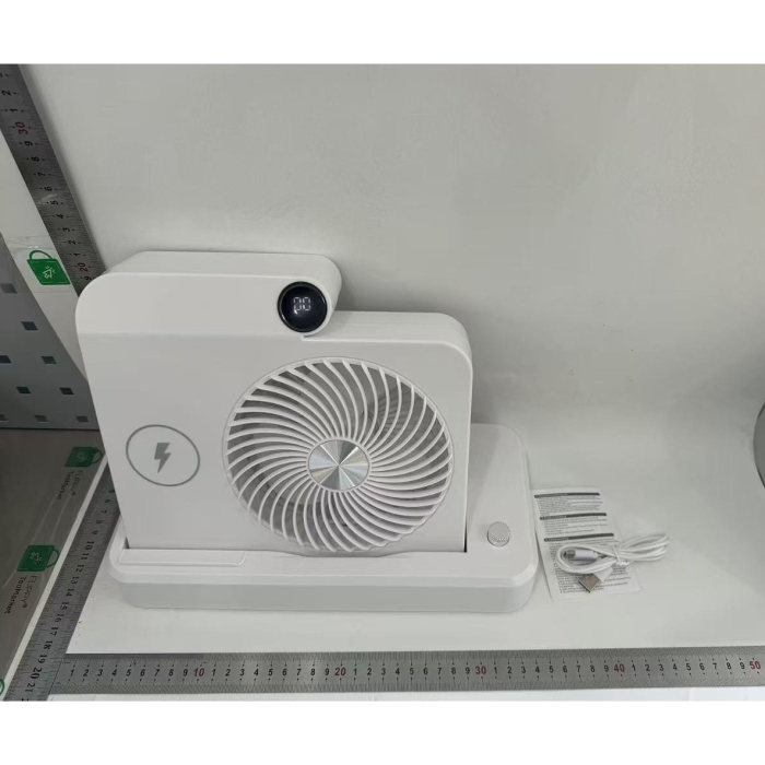 Ventilator 2in1, , Functie Incarcare Telefon Wireless, 100 Trepte de Viteza, 2400 mAh, 5V, 2A, 25 x 16.5 x 24 cm, Alb [7]