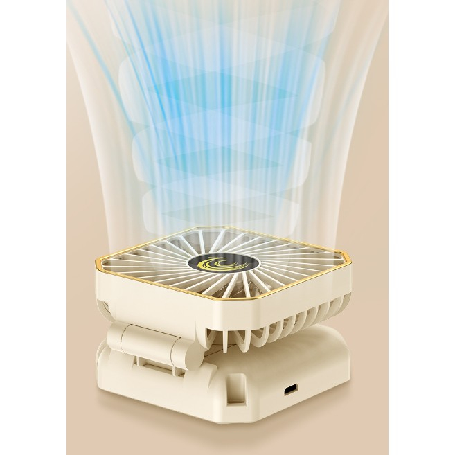 Ventilator Portabil, , de Gat, de Birou, Suport Telefon, 14 x 7 cm, Incarcare USB, din ABS, 3 Viteze, Alb [3]