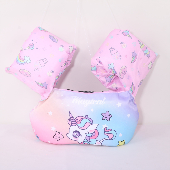 Vesta de salvare pentru copii cu aripioare de inot, , Mov, Model unicorn [4]