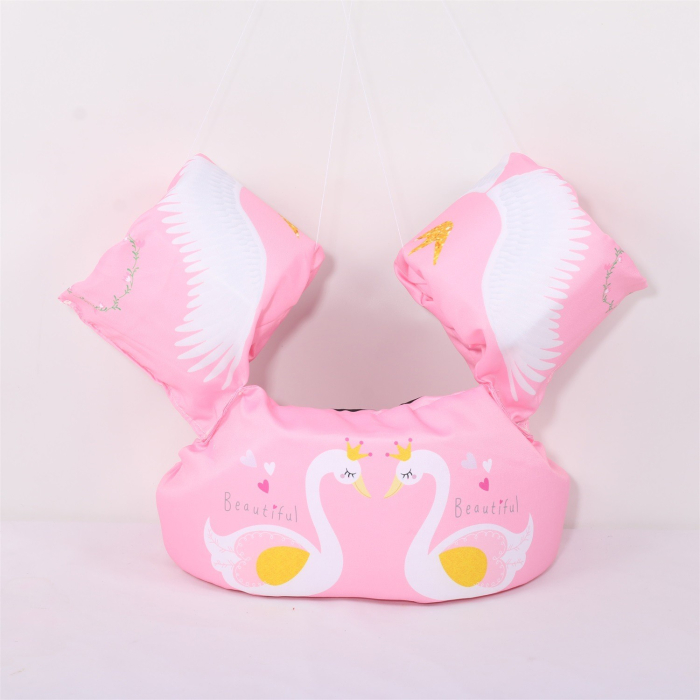 Vesta de salvare pentru copii cu aripioare de inot, , Roz, Model lebede [3]