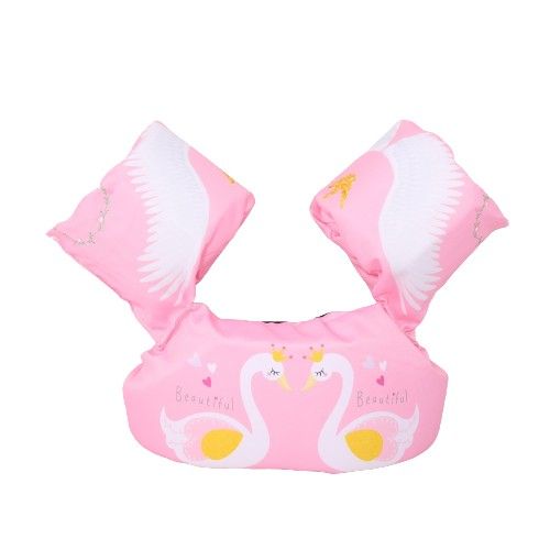 Vesta de salvare pentru copii cu aripioare de inot, , Roz, Model lebede [2]