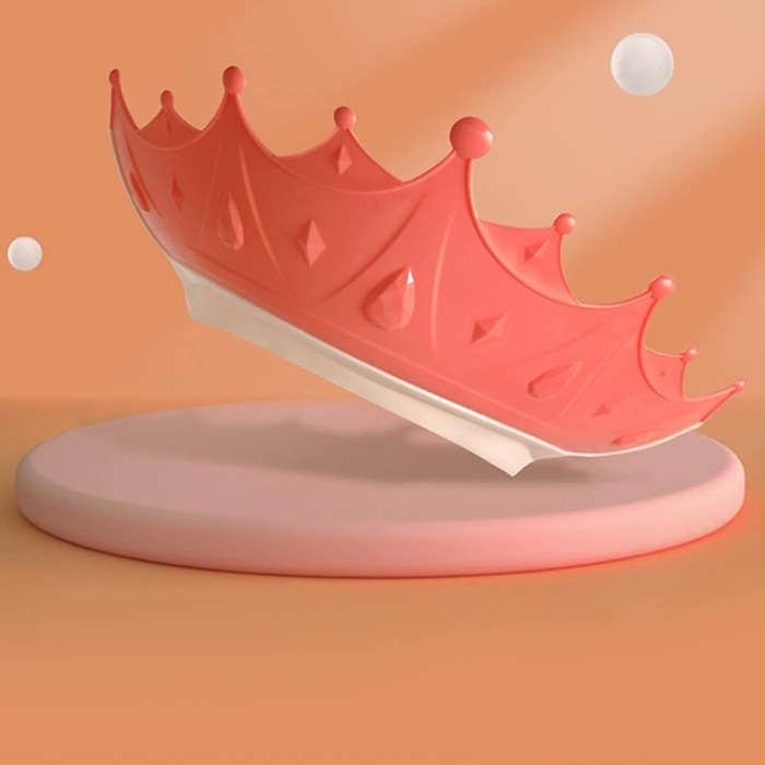 Viziera de Protectie Baie Pentru Copii, Fippy, Model Coroana, Dimensiune ajustabila, Durabil, Usor de curatat, Impotriva Samponului, pentru Ochi si Urechi, TPE+PP, 15x13 cm, Rosu [5]