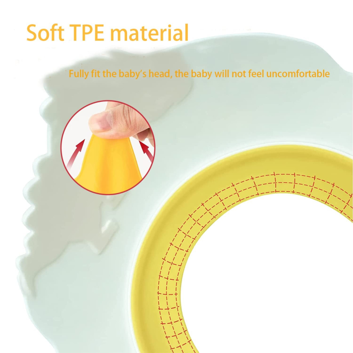 Viziera de Protectie Baie Pentru Copii, Fippy, Model Hipopotam, Dimensiune ajustabila, Durabil, Usor de curatat, Impotriva Samponului, pentru Ochi si Urechi, TPE+PP, 22x21 cm, Galben [2]