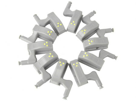 Set 2x Lampa cu Bec LED smd pentru Balamale Mobila 12V, Baterii Incluse, Universal, Gri [12]