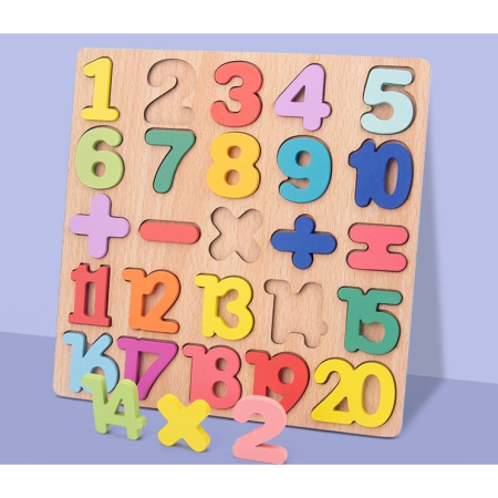 Jucarii, Copii & Bebe - Tabla Educativa Tip Montessori din Lemn cu Numere 1-20, 25 Piese, 20 x 20 cm, Multicolor - ORIGINAL DEALS