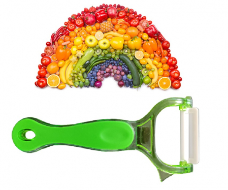 Cutit Feliator pentru Decojit Fructe si Legume cu Lama din Ceramica 5cm, Verde, Premium [0]