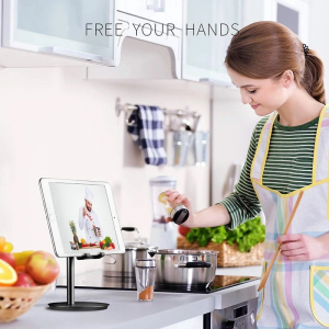 Suport Premium Metalic pentru Tableta sau Telefon cu Inaltime si Unghi de Vizualizare Reglabil - Negru [2]