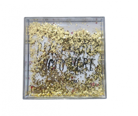 Rama Foto de Birou cu Sclipici Aurii Miscatori, din ABS Transparent pentru o Fotografie 10.4 x 10.4 cm, Model Deosebit [1]
